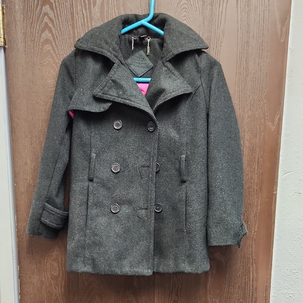 Girl's Gray Double-Breasted Coat
